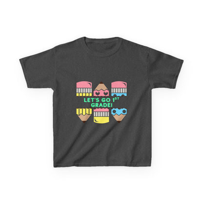 Kids T-Shirt — "Let's Go to 1st Grade" Cute Pencil Back-to-School Tee
