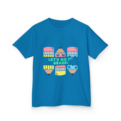 Kids T-Shirt — "Let's Go to 1st Grade" Cute Pencil Back-to-School Tee