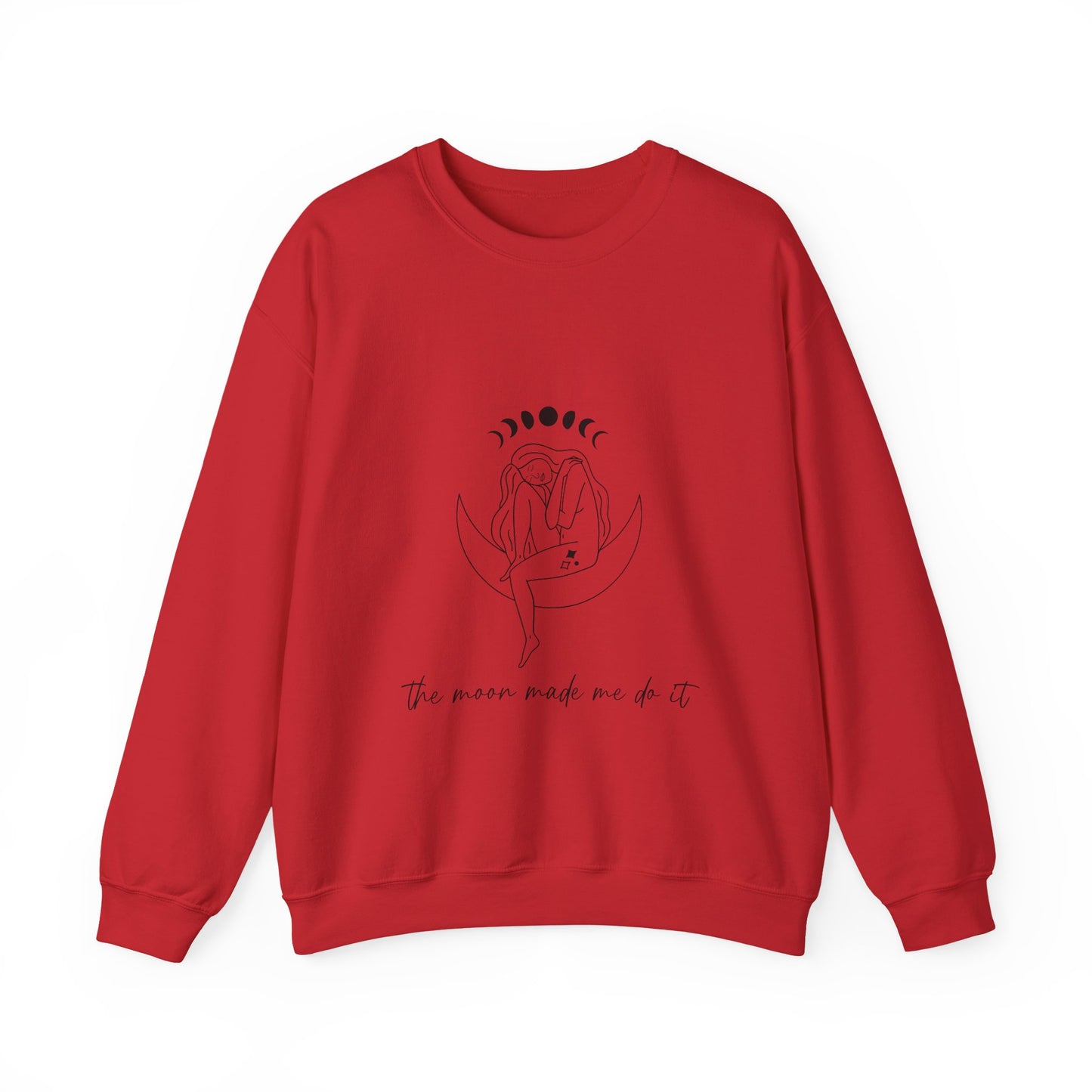 Crewneck Sweatshirt — Minimal Moon Phases Floral “The Moon Made Me Do It”