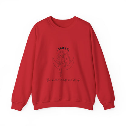 Crewneck Sweatshirt — Minimal Moon Phases Floral “The Moon Made Me Do It”