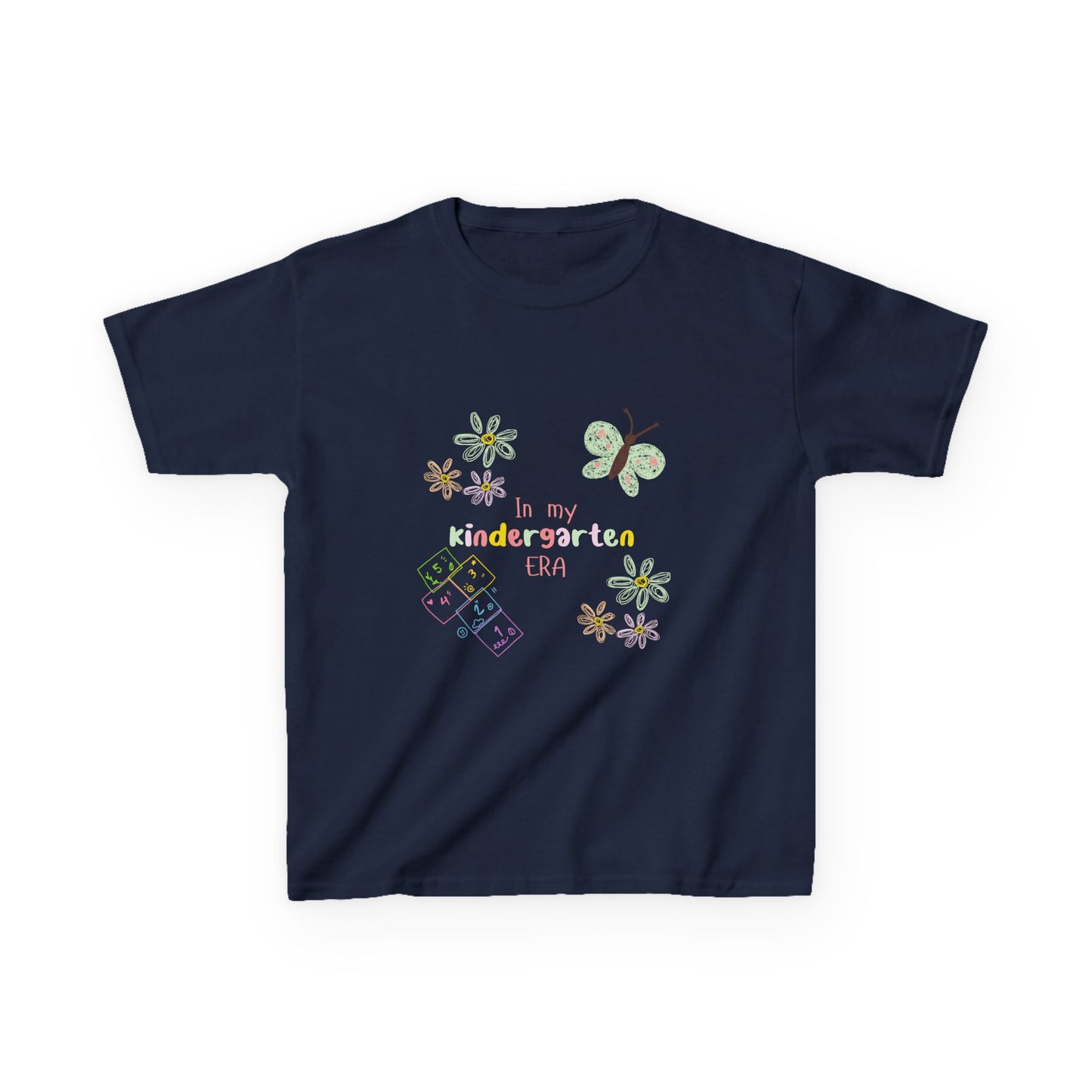 Kindergarten Era Kids T‑Shirt — Cute Butterfly & Crayon Back-to-School Tee