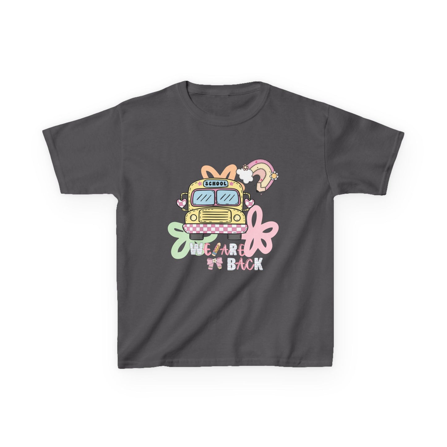 Kids Tee – 'We’re Back' Retro School Bus Graphic