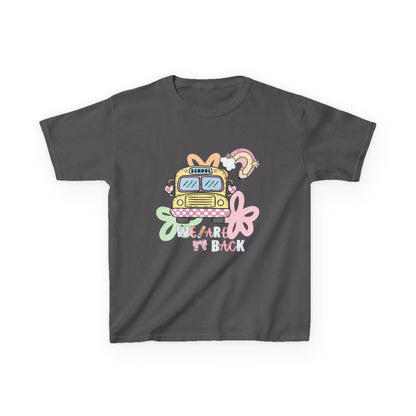 Kids Tee – 'We’re Back' Retro School Bus Graphic