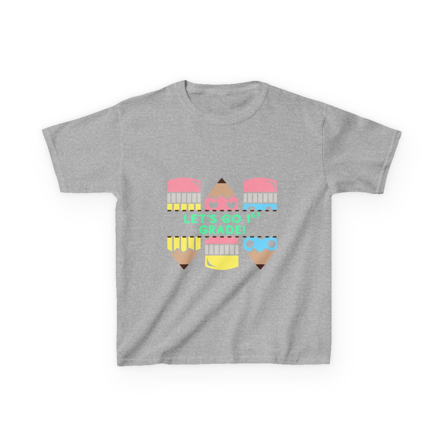 Kids T-Shirt — "Let's Go to 1st Grade" Cute Pencil Back-to-School Tee