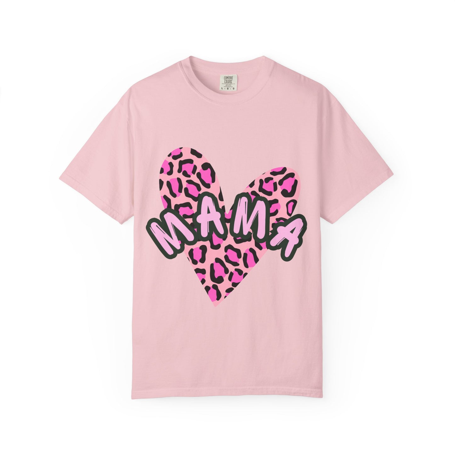 Mama Pink Leopard Heart T-Shirt