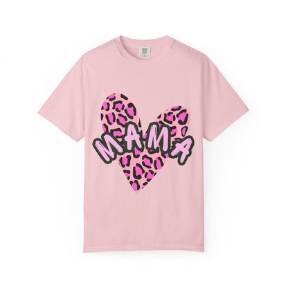 Mama Pink Leopard Heart T-Shirt