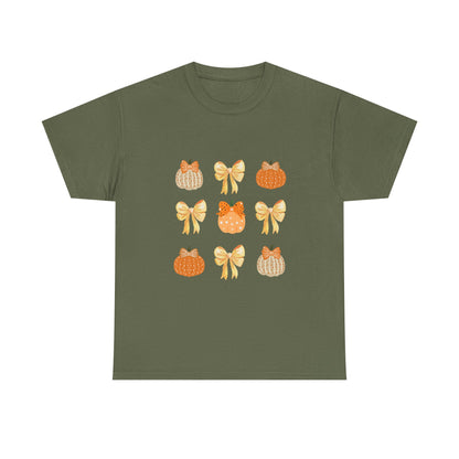 Pumpkin & Bow Fall Tee — Cute Autumn Pumpkin Graphic T-Shirt