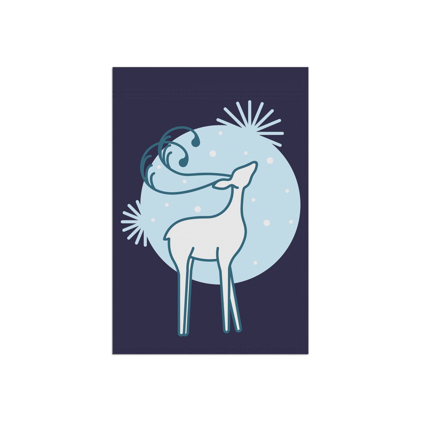 Winter Deer Garden Flag — Moonlight Reindeer Outdoor House Banner