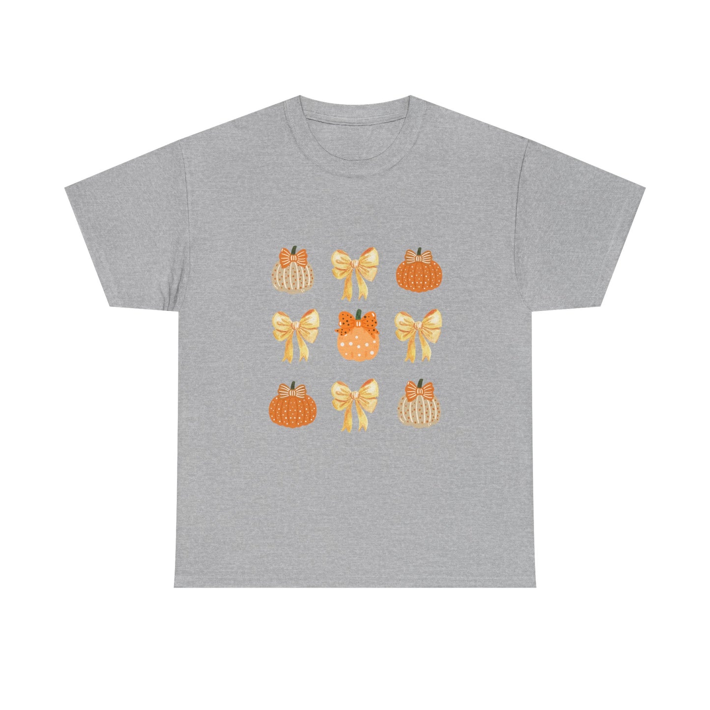 Pumpkin & Bow Fall Tee — Cute Autumn Pumpkin Graphic T-Shirt