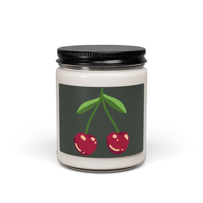 Cherry Scented Soy Candle — 9oz Jar with Sweet Cherry Design