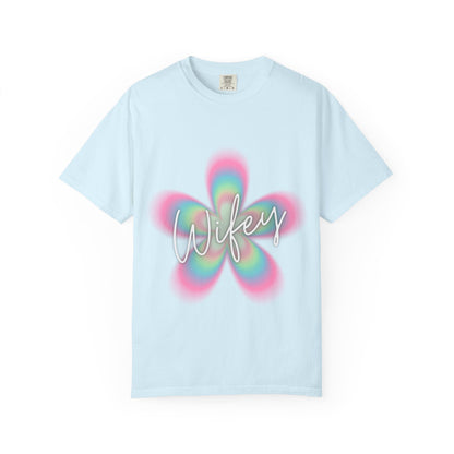 Wifey Flower Tee — Pastel Retro Floral 'Wifey' Graphic T-Shirt