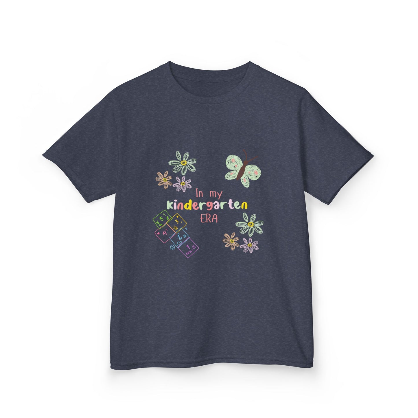 Kindergarten Era Kids T‑Shirt — Cute Butterfly & Crayon Back-to-School Tee