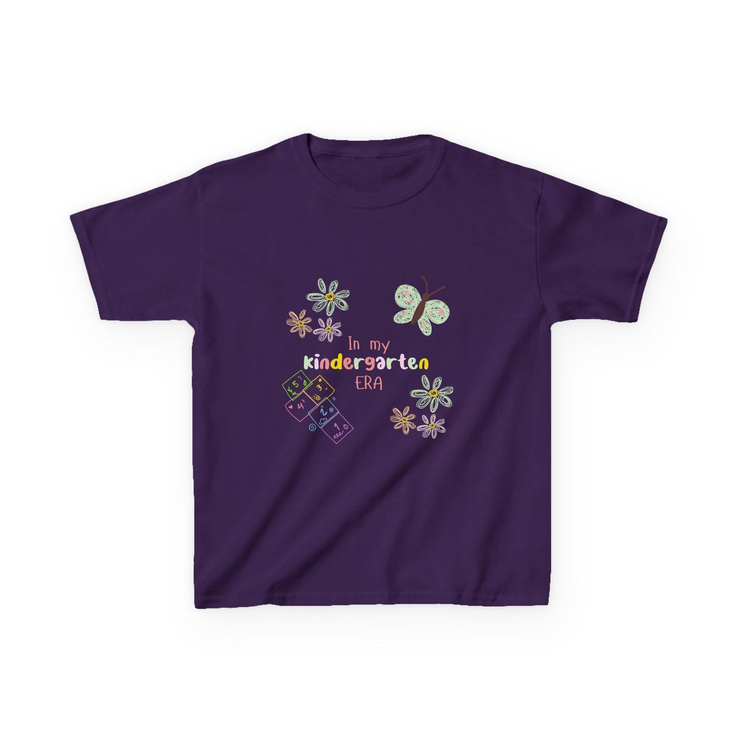 Kindergarten Era Kids T‑Shirt — Cute Butterfly & Crayon Back-to-School Tee