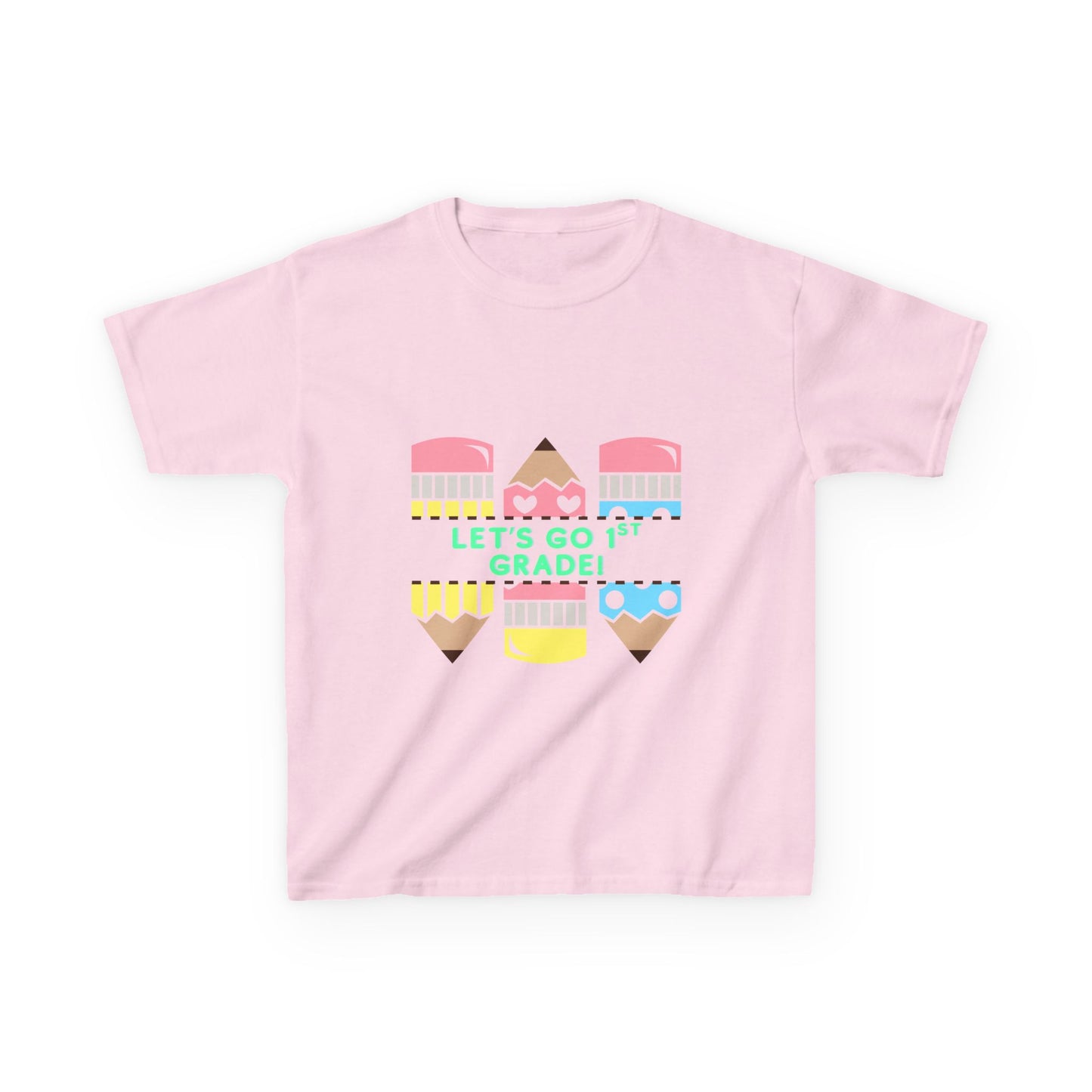 Kids T-Shirt — "Let's Go to 1st Grade" Cute Pencil Back-to-School Tee
