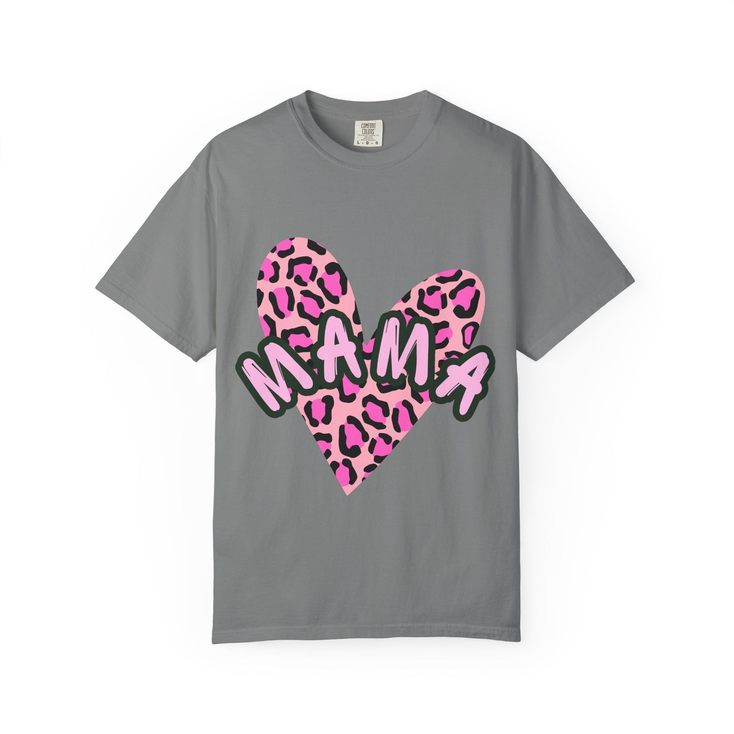 Mama Pink Leopard Heart T-Shirt