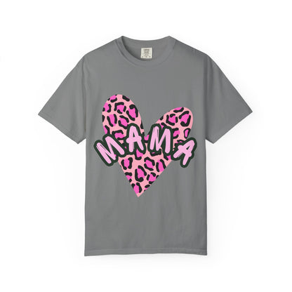 Mama Pink Leopard Heart T-Shirt