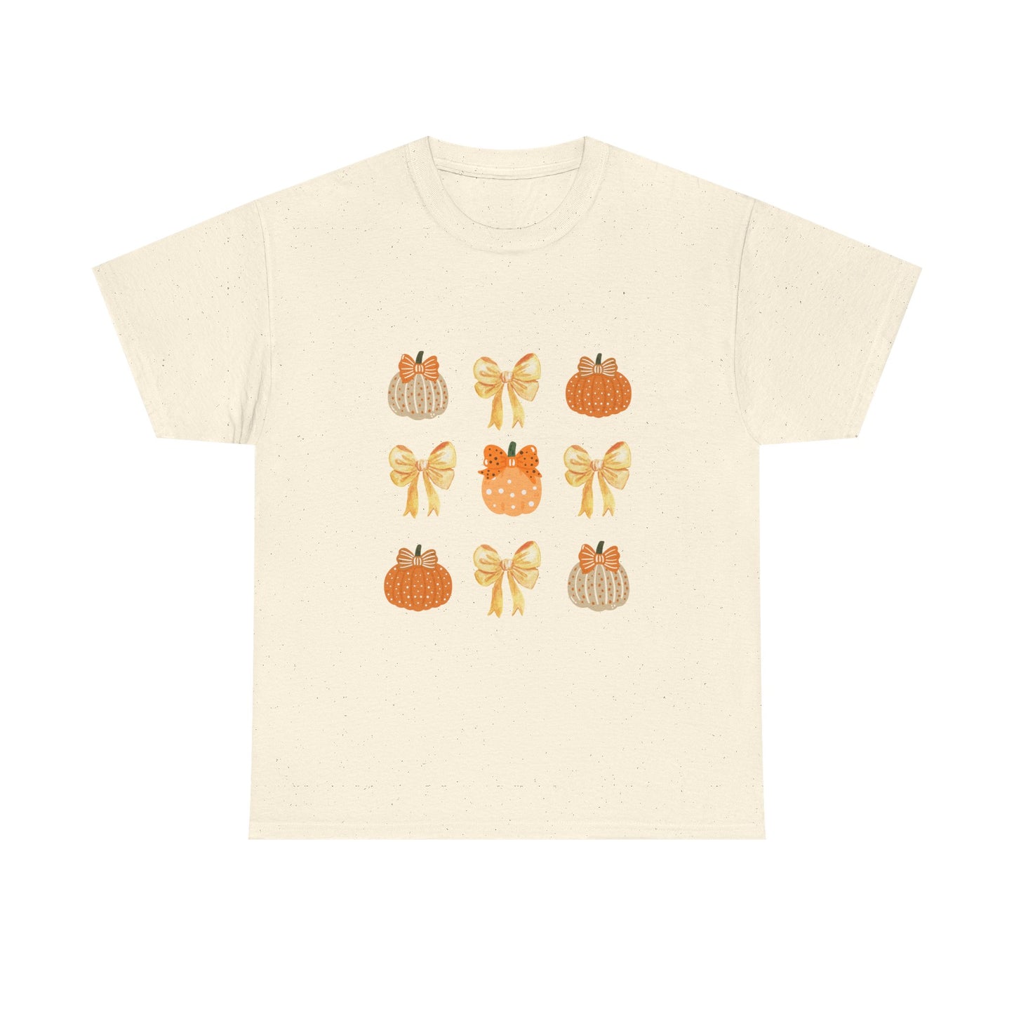 Pumpkin & Bow Fall Tee — Cute Autumn Pumpkin Graphic T-Shirt