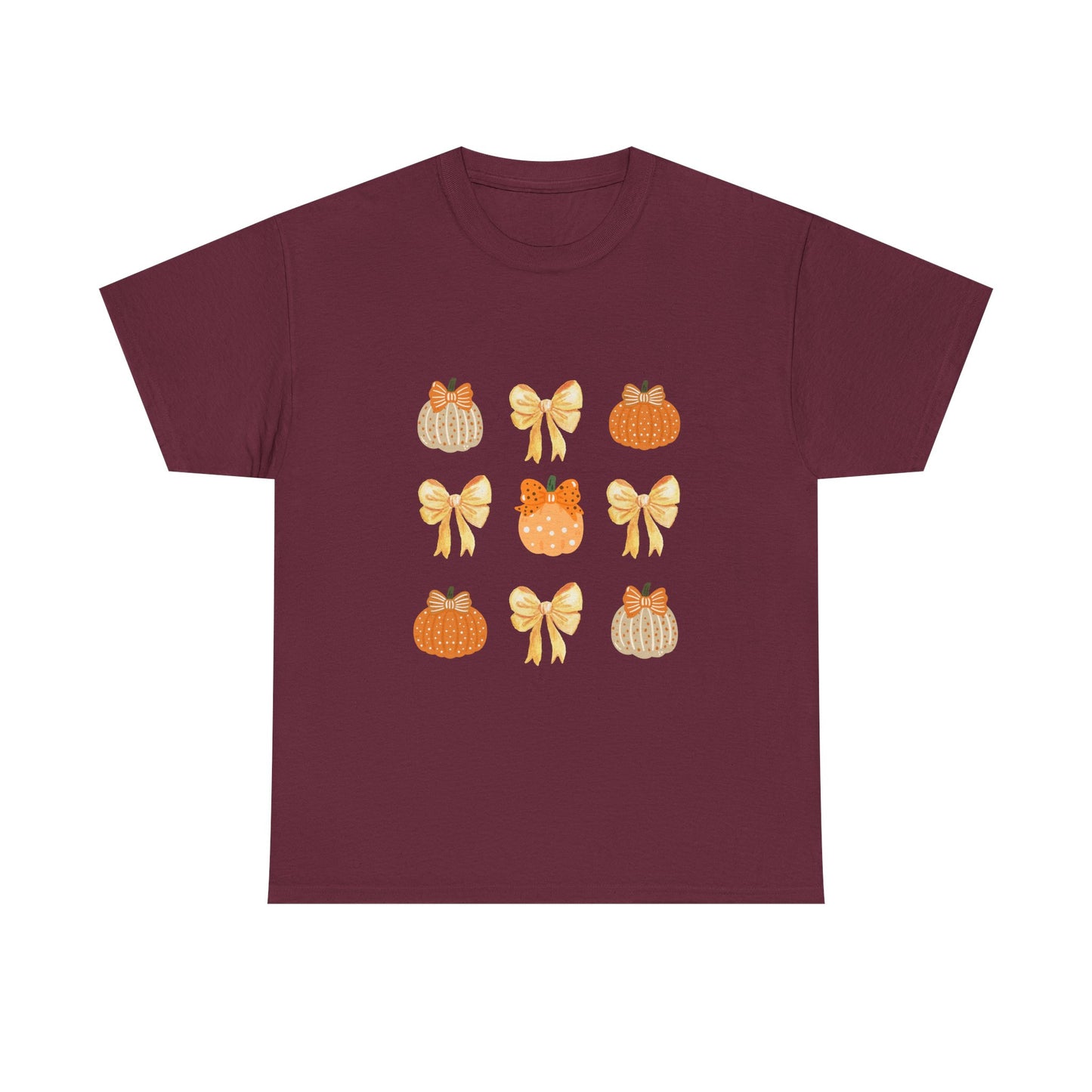 Pumpkin & Bow Fall Tee — Cute Autumn Pumpkin Graphic T-Shirt