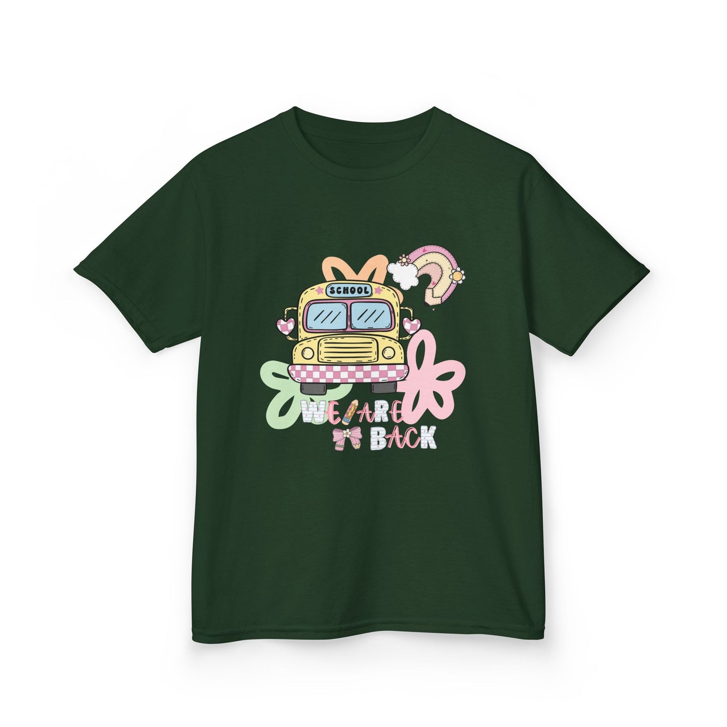 Kids Tee – 'We’re Back' Retro School Bus Graphic