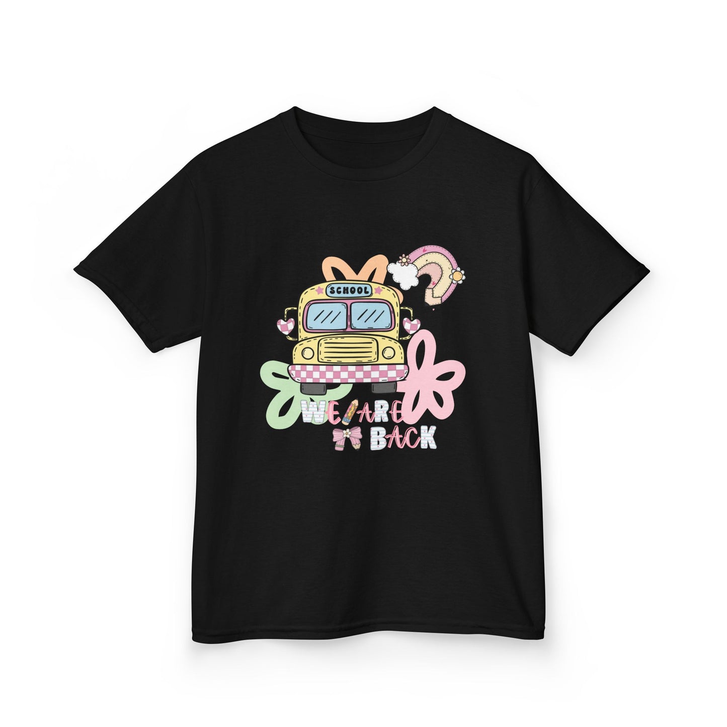 Kids Tee – 'We’re Back' Retro School Bus Graphic