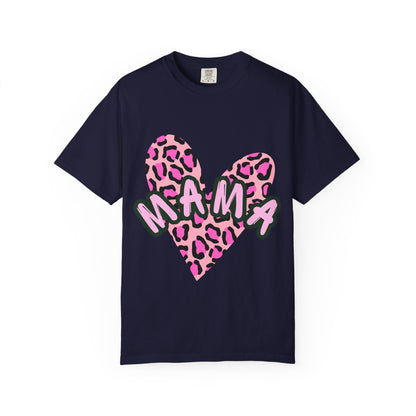 Mama Pink Leopard Heart T-Shirt