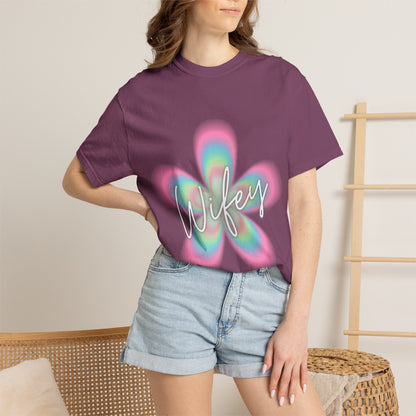 Wifey Flower Tee — Pastel Retro Floral 'Wifey' Graphic T-Shirt