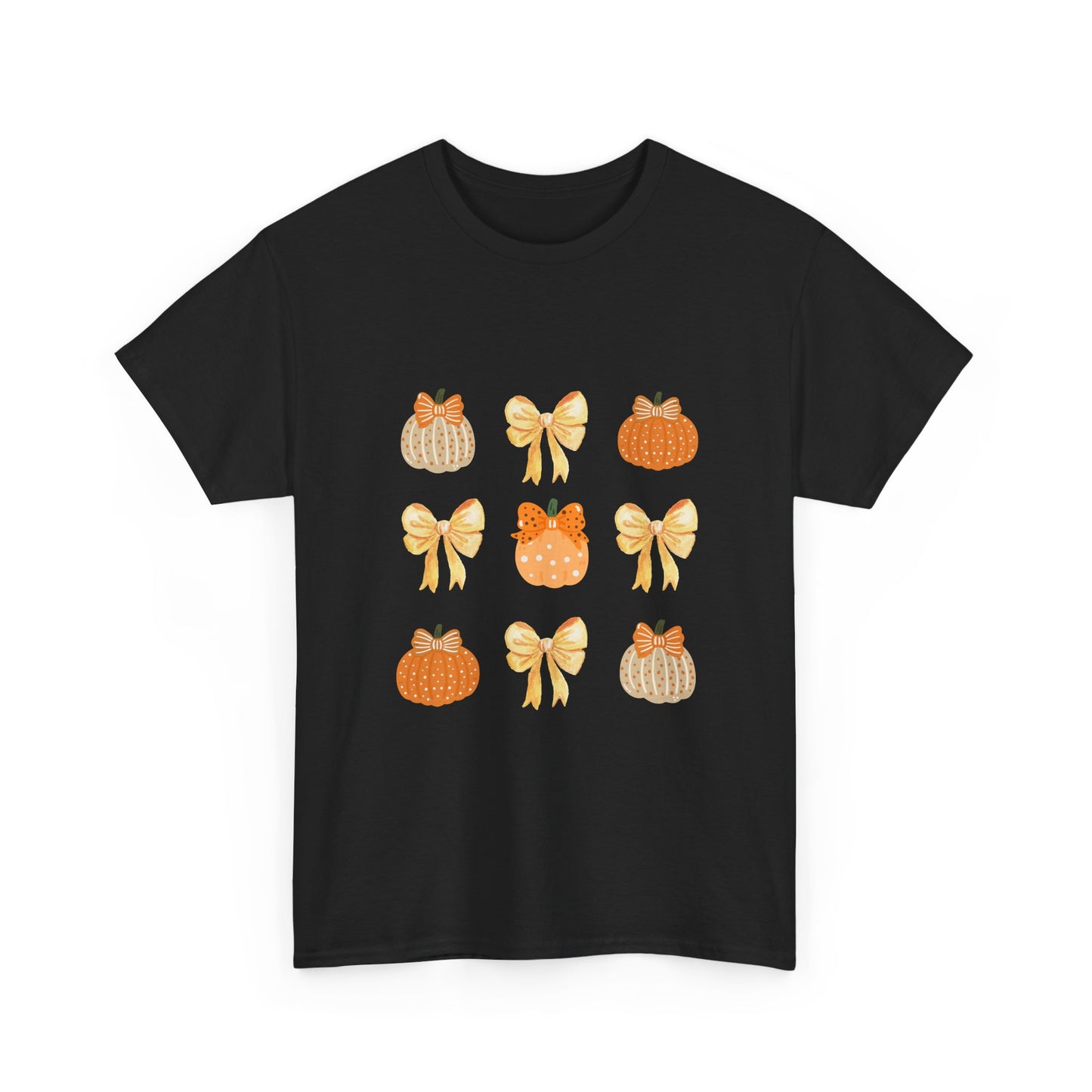 Pumpkin & Bow Fall Tee — Cute Autumn Pumpkin Graphic T-Shirt
