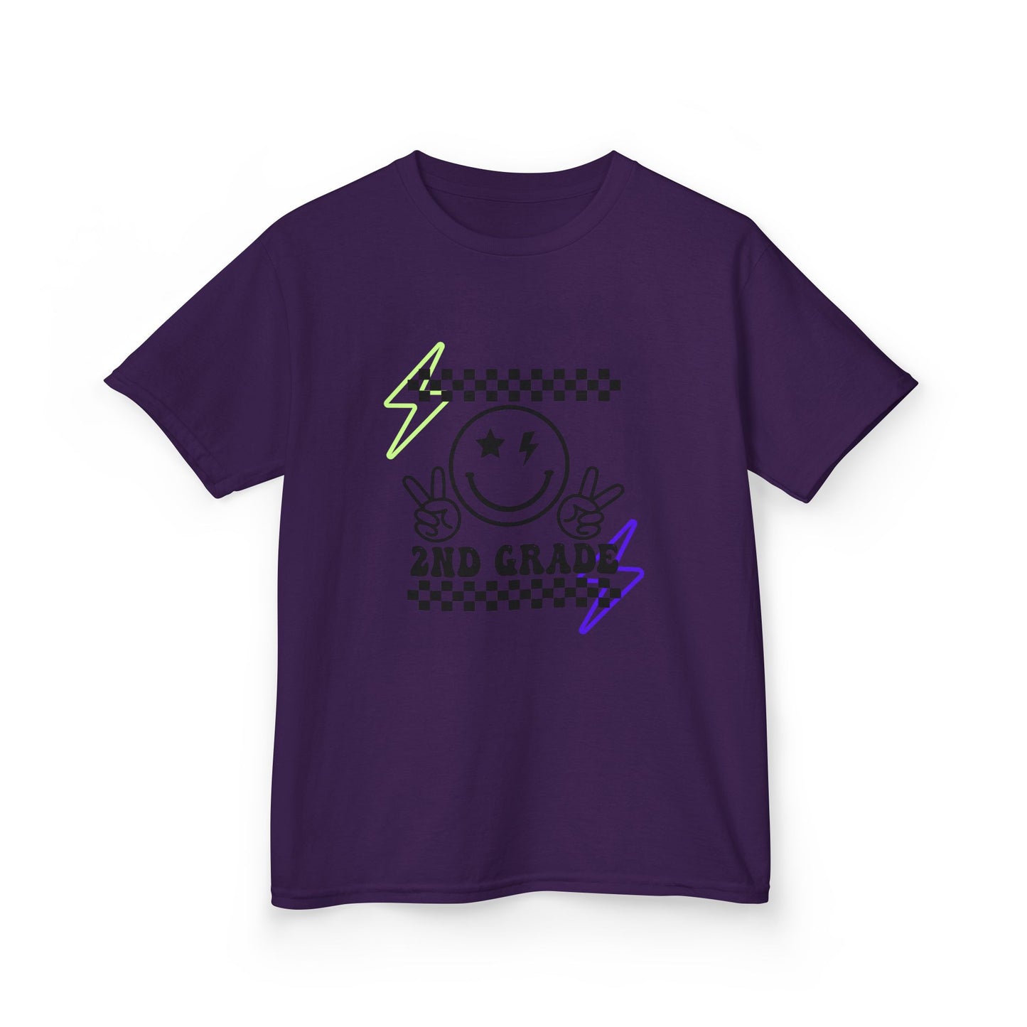 2nd Grade Kids T-Shirt — Smiley Racer Graphic Back-to-School Tee