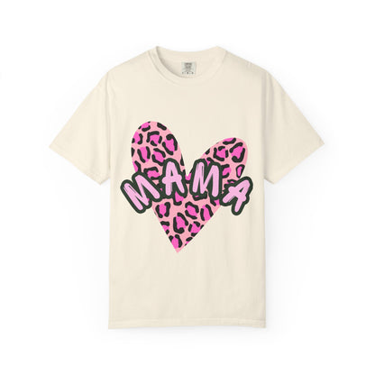 Mama Pink Leopard Heart T-Shirt