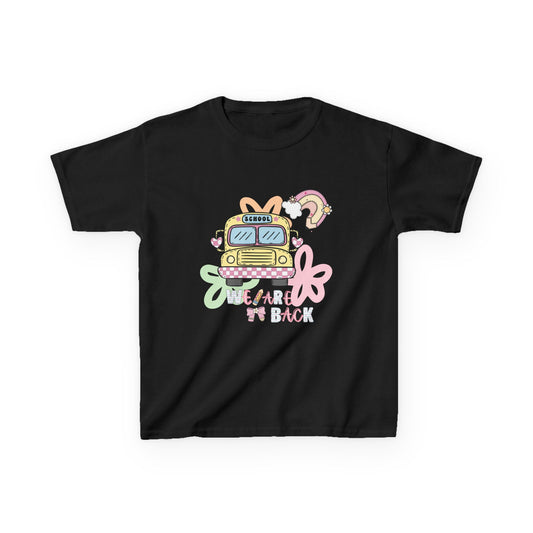 Kids Tee – 'We’re Back' Retro School Bus Graphic