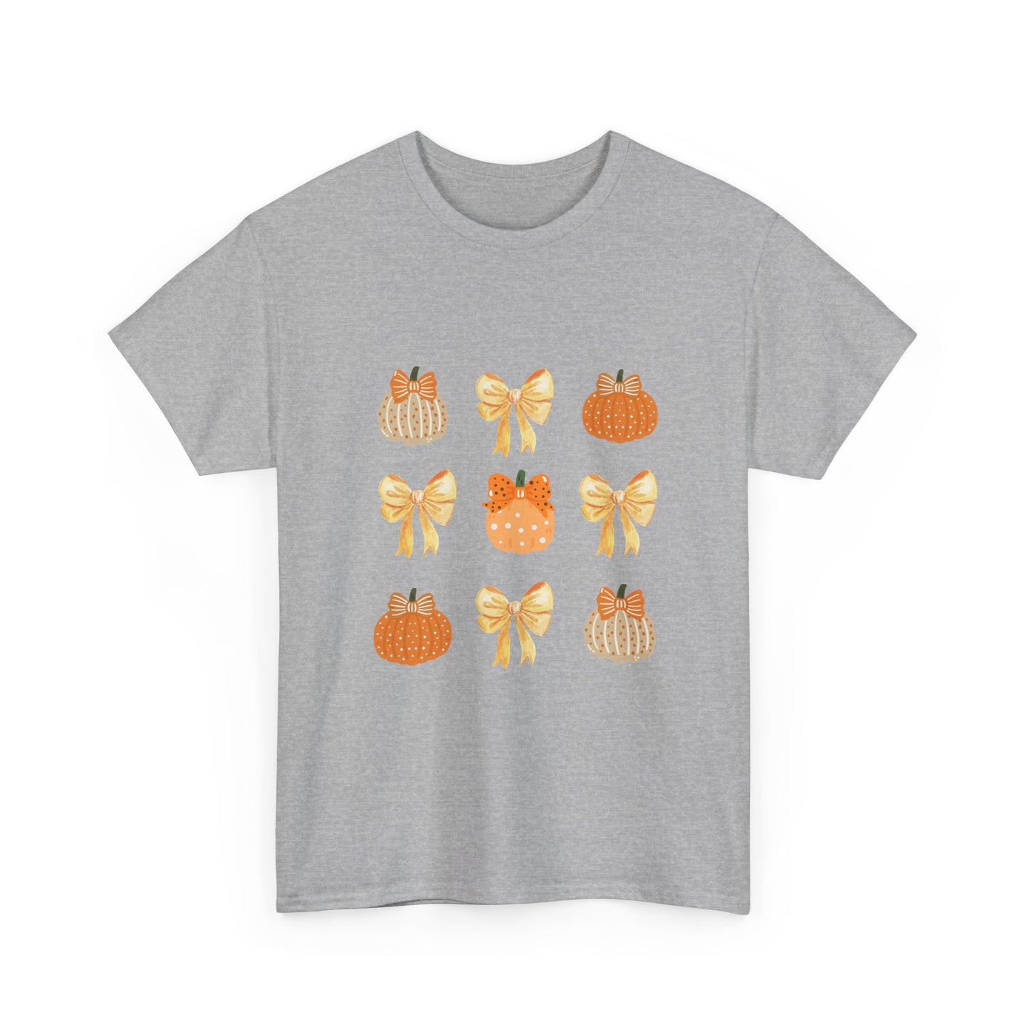 Pumpkin & Bow Fall Tee — Cute Autumn Pumpkin Graphic T-Shirt