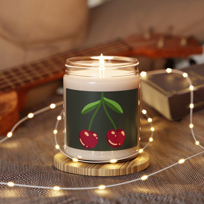 Cherry Scented Soy Candle — 9oz Jar with Sweet Cherry Design