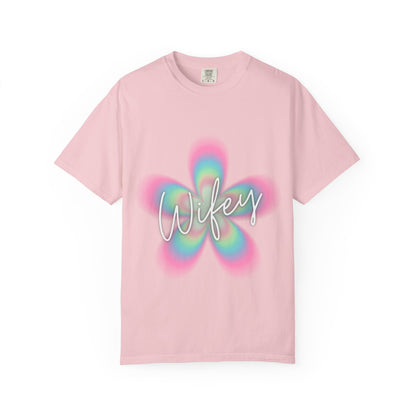 Wifey Flower Tee — Pastel Retro Floral 'Wifey' Graphic T-Shirt