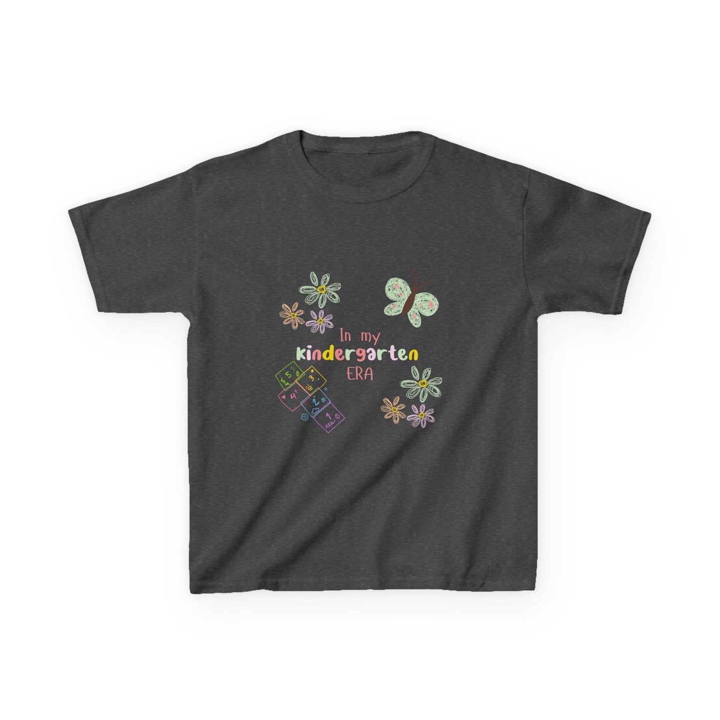Kindergarten Era Kids T‑Shirt — Cute Butterfly & Crayon Back-to-School Tee