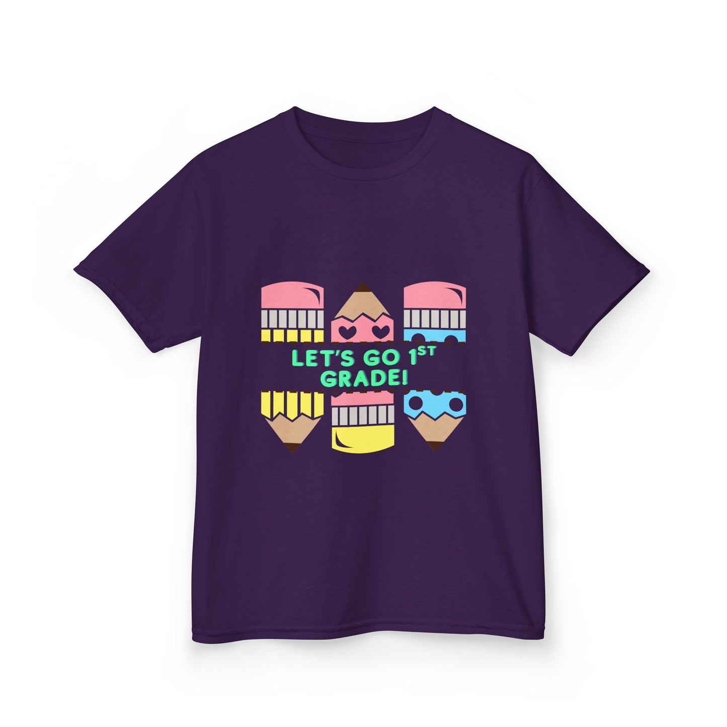 Kids T-Shirt — "Let's Go to 1st Grade" Cute Pencil Back-to-School Tee