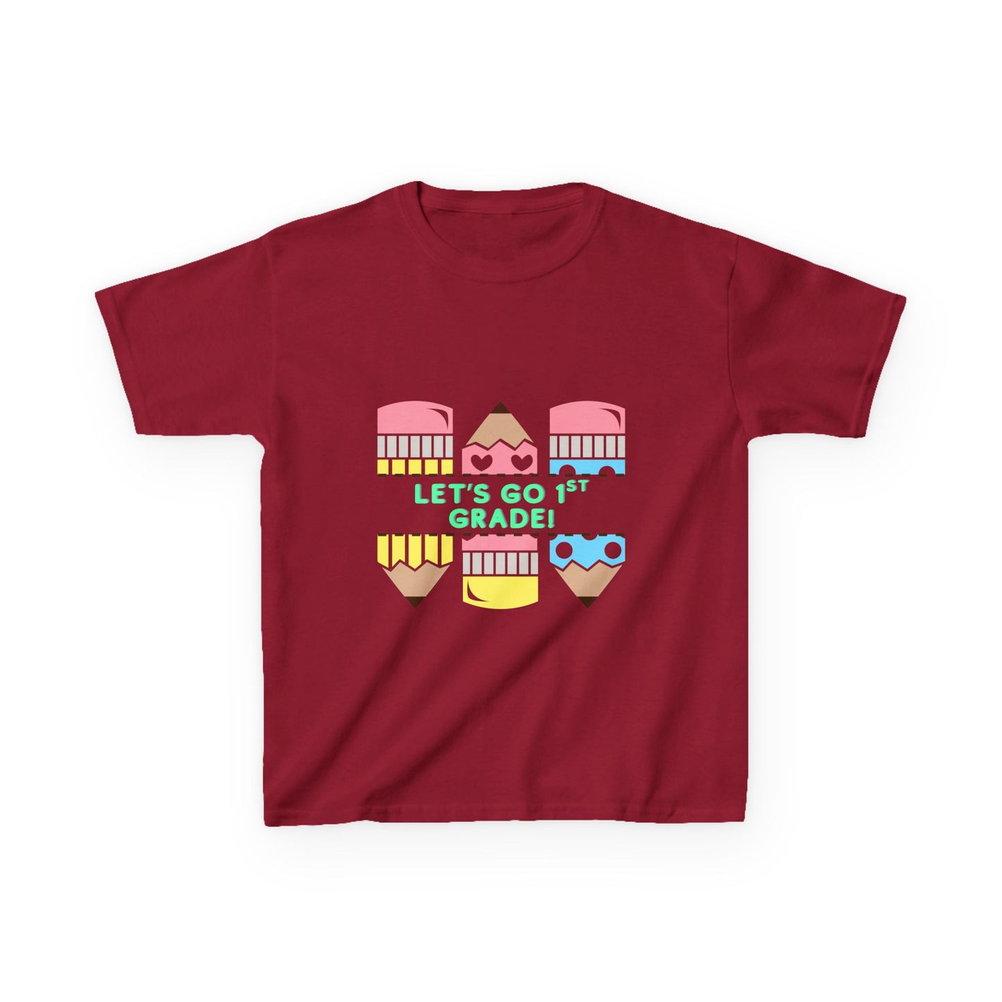 Kids T-Shirt — "Let's Go to 1st Grade" Cute Pencil Back-to-School Tee