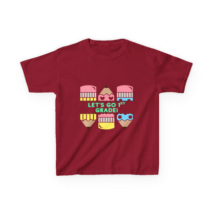 Kids T-Shirt — "Let's Go to 1st Grade" Cute Pencil Back-to-School Tee