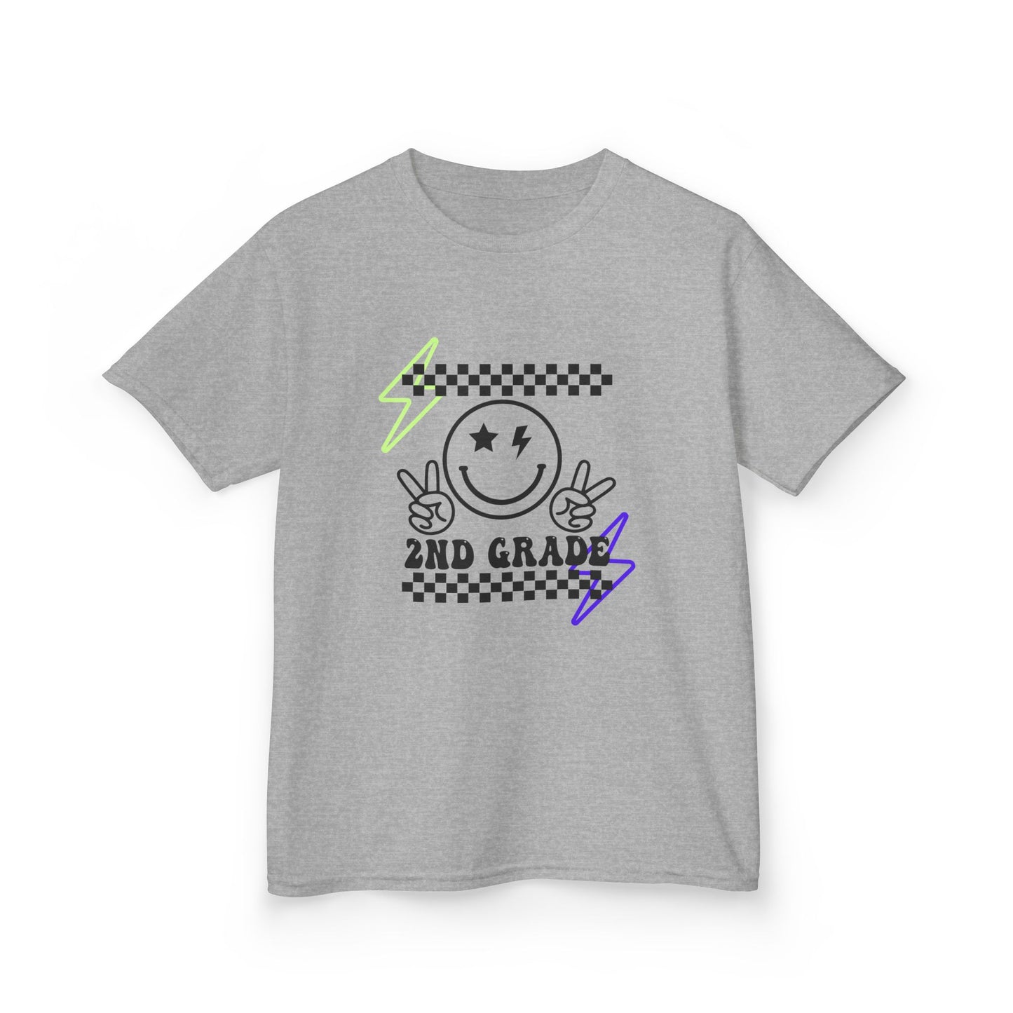 2nd Grade Kids T-Shirt — Smiley Racer Graphic Back-to-School Tee