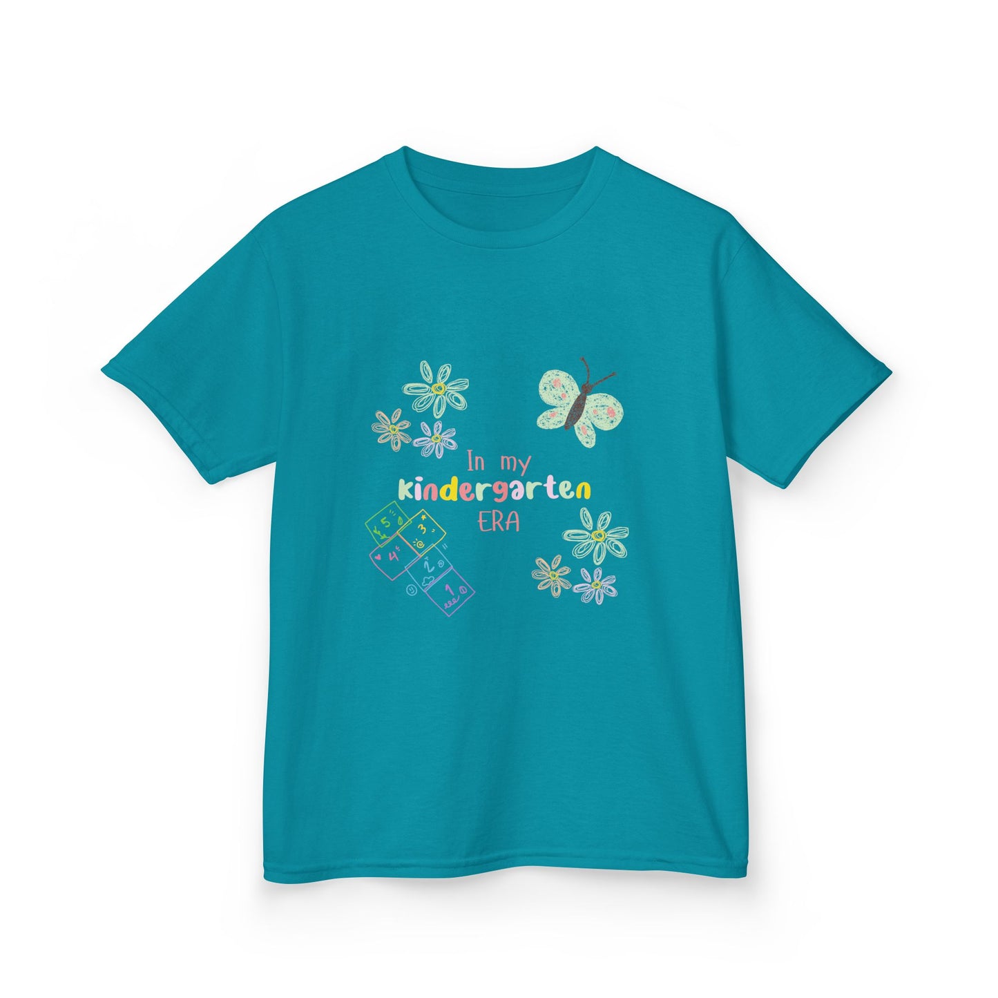 Kindergarten Era Kids T‑Shirt — Cute Butterfly & Crayon Back-to-School Tee