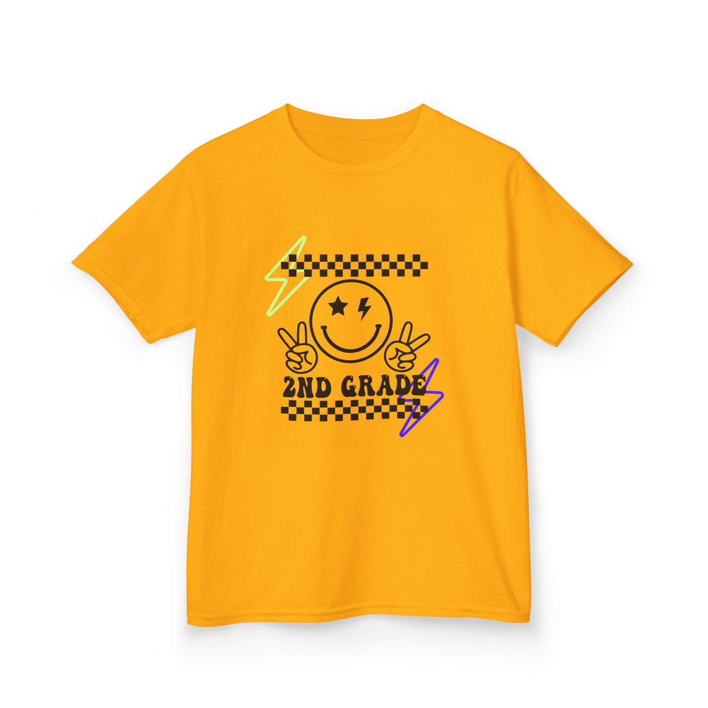 2nd Grade Kids T-Shirt — Smiley Racer Graphic Back-to-School Tee
