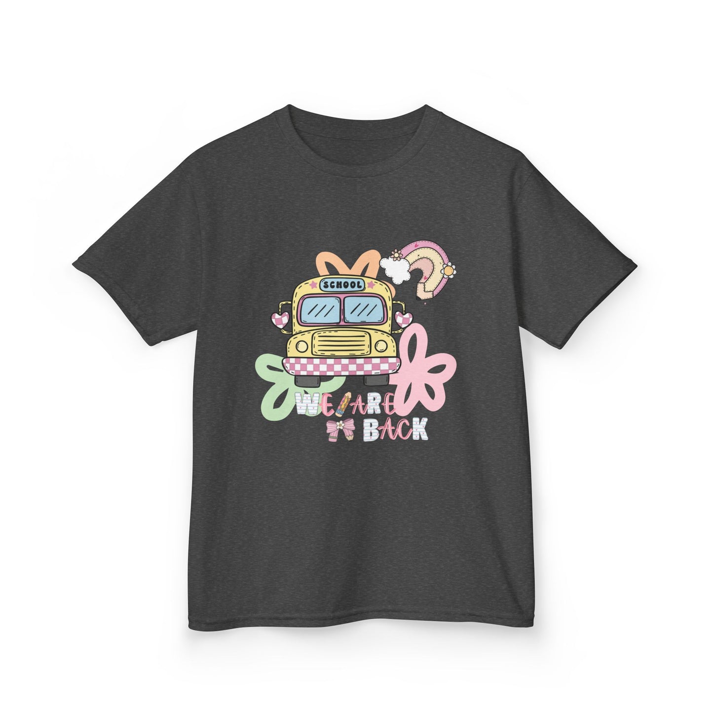 Kids Tee – 'We’re Back' Retro School Bus Graphic