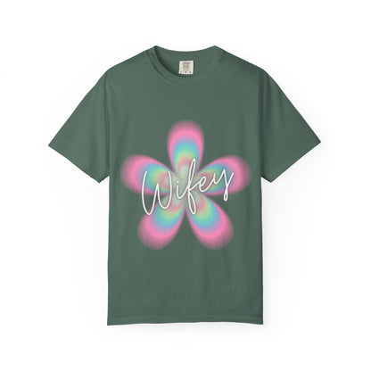 Wifey Flower Tee — Pastel Retro Floral 'Wifey' Graphic T-Shirt