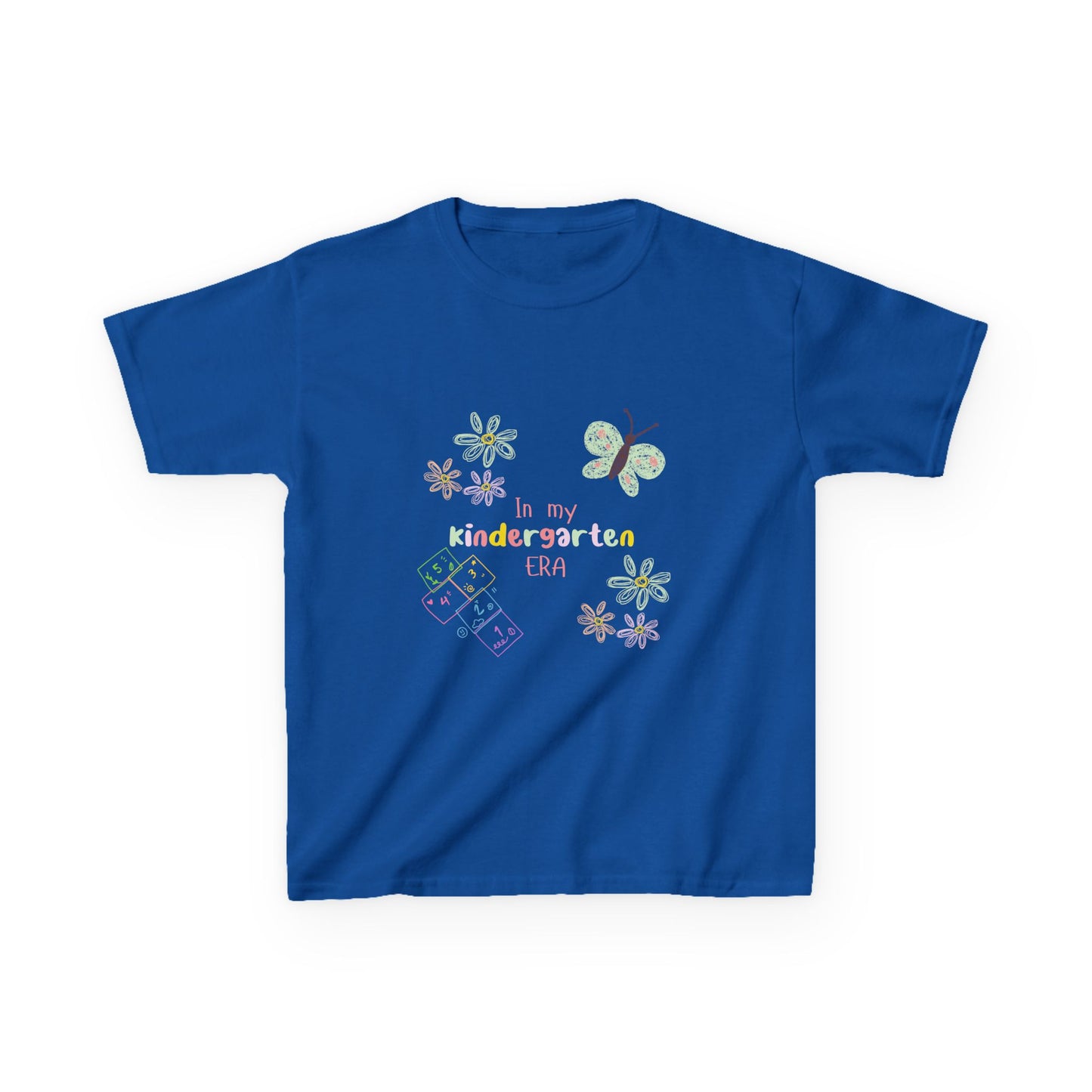 Kindergarten Era Kids T‑Shirt — Cute Butterfly & Crayon Back-to-School Tee