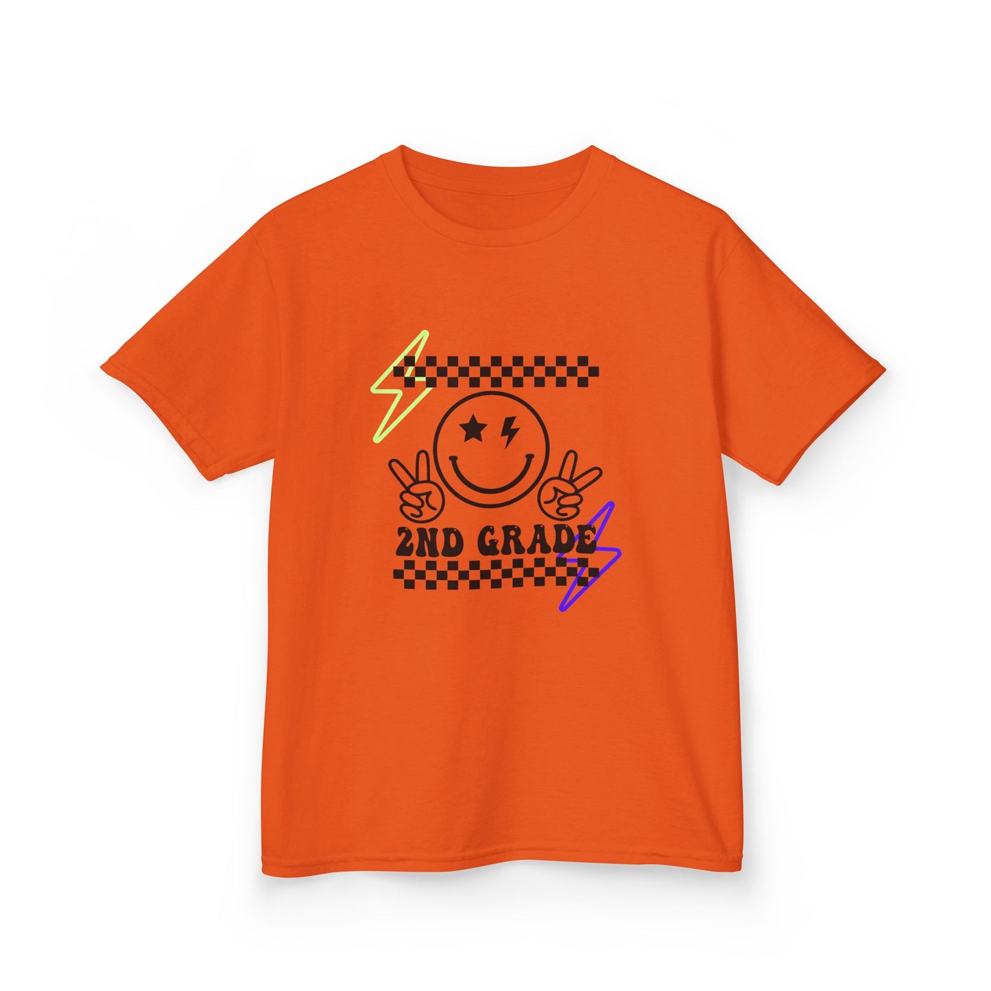 2nd Grade Kids T-Shirt — Smiley Racer Graphic Back-to-School Tee