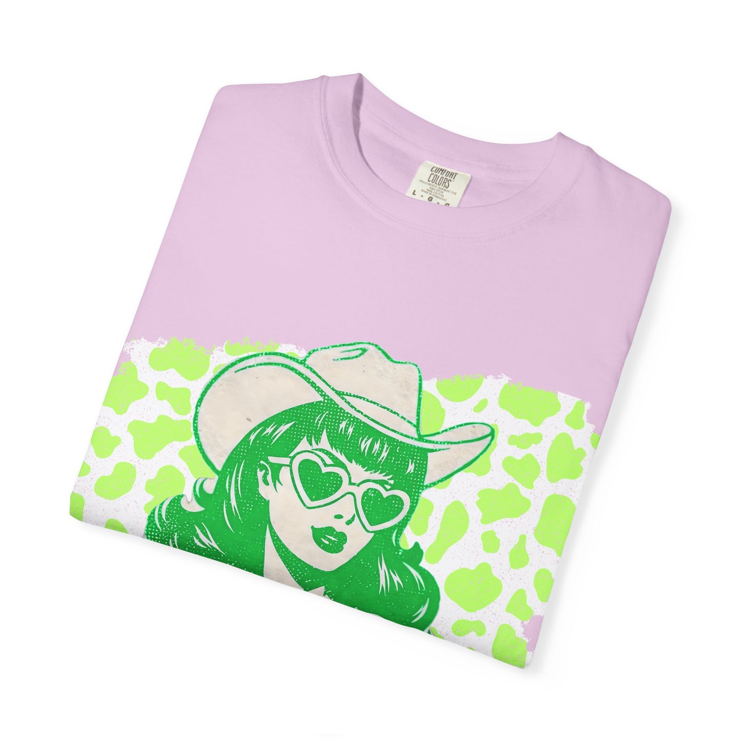 Howdy Cowgirl Graphic T-Shirt — Retro Neon Green Leopard Print with “howdy” Script