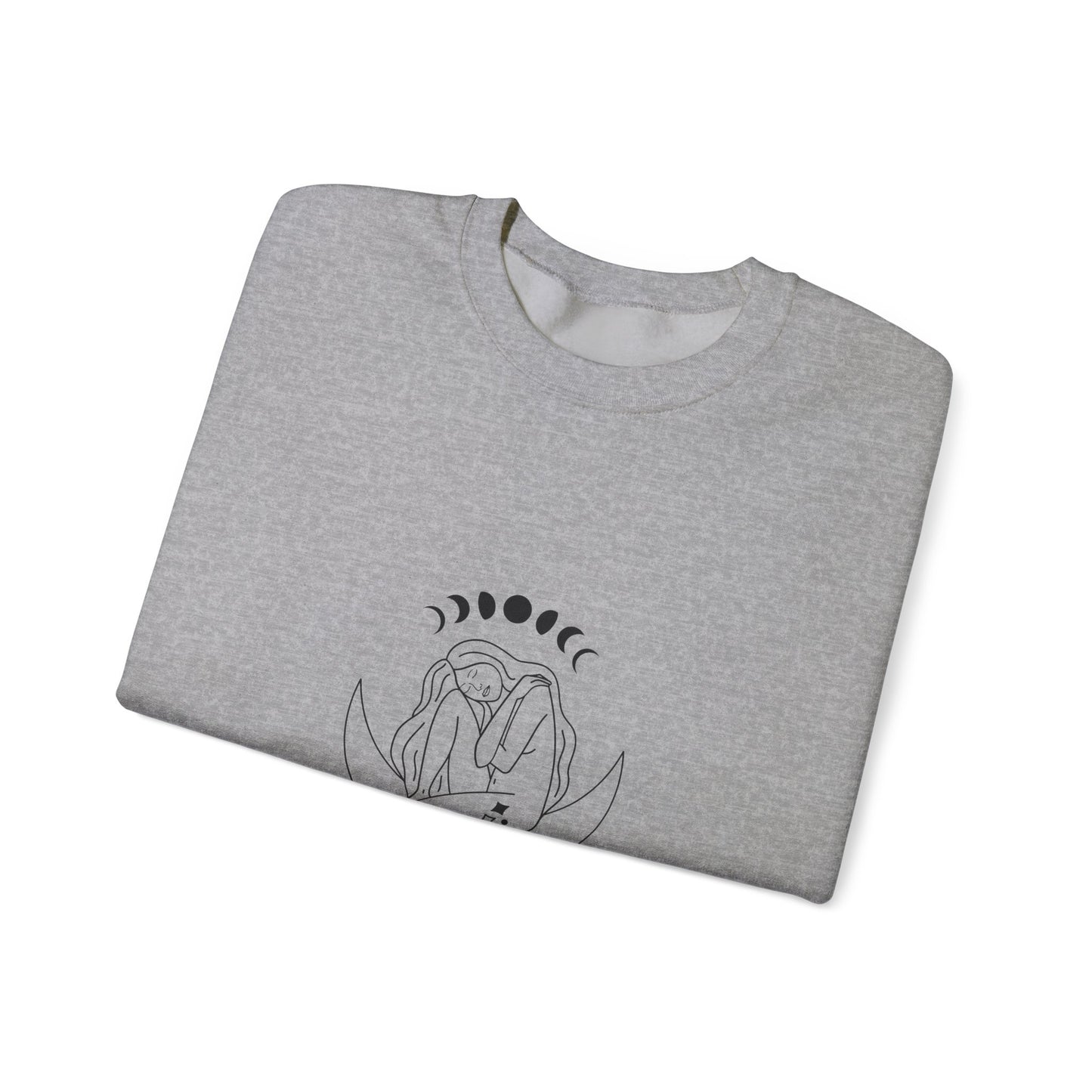 Crewneck Sweatshirt — Minimal Moon Phases Floral “The Moon Made Me Do It”