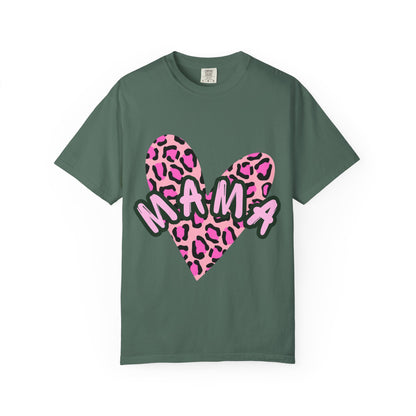Mama Pink Leopard Heart T-Shirt