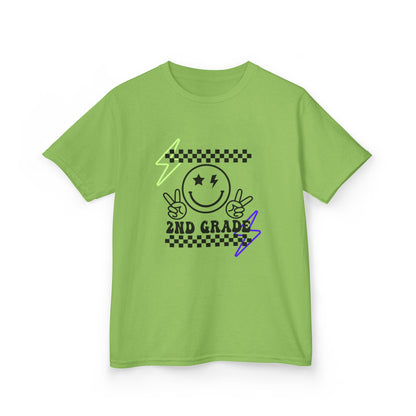 2nd Grade Kids T-Shirt — Smiley Racer Graphic Back-to-School Tee