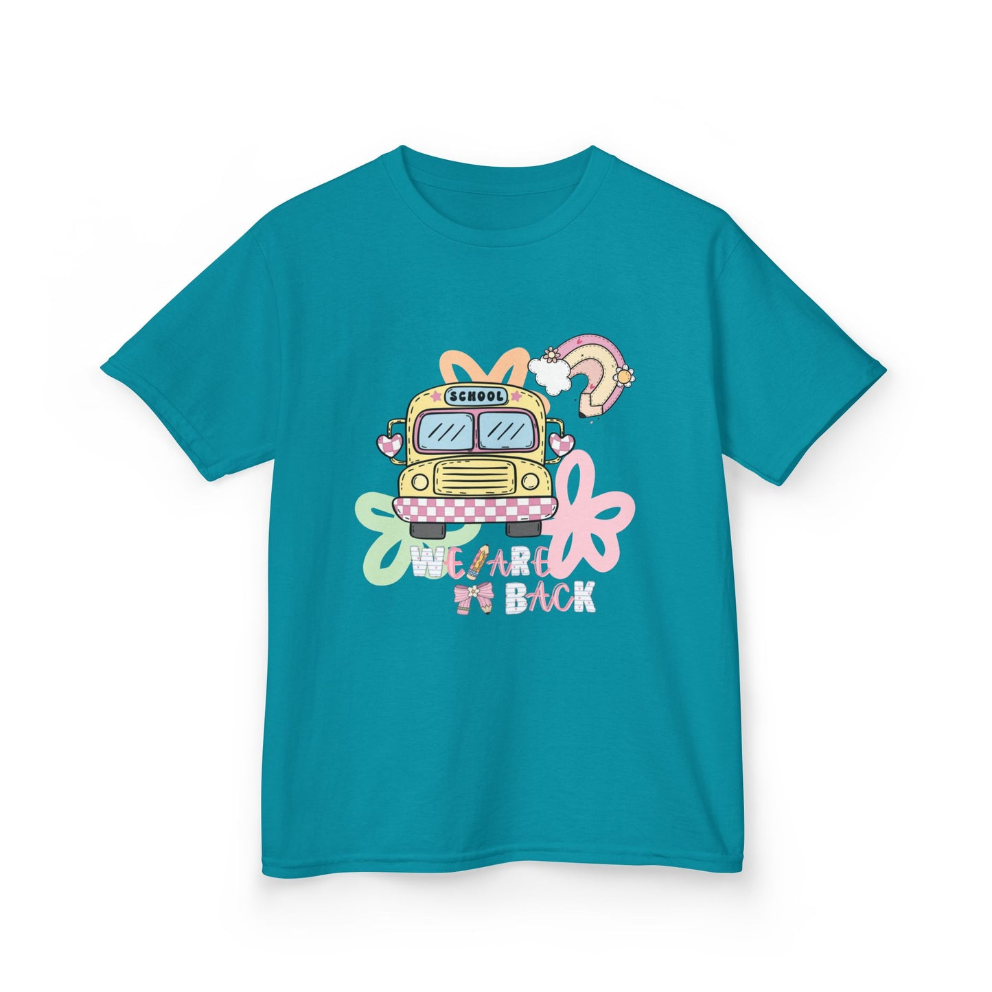 Kids Tee – 'We’re Back' Retro School Bus Graphic