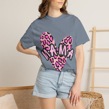 Mama Pink Leopard Heart T-Shirt